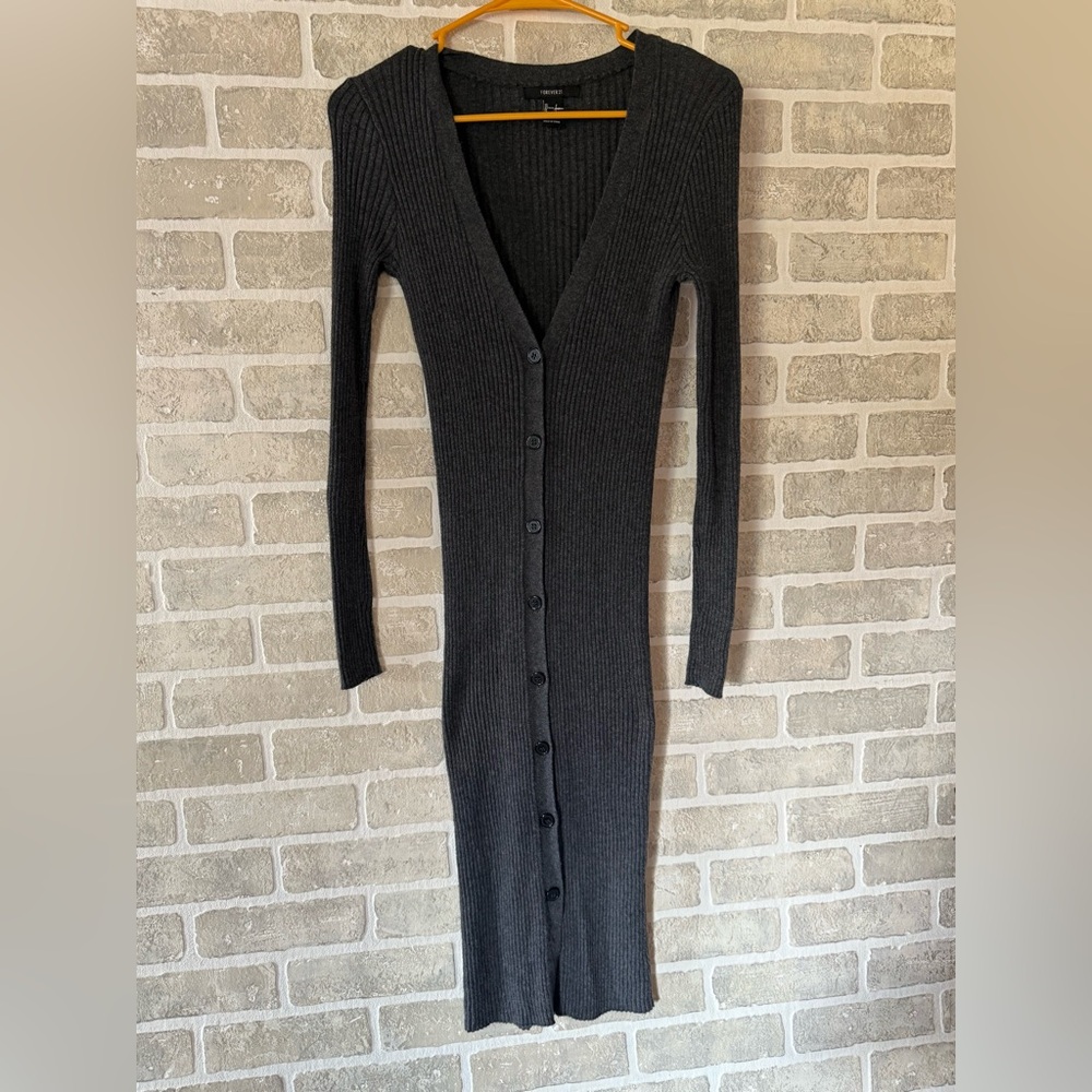 Forever 21 Charcoal Button Up Dress